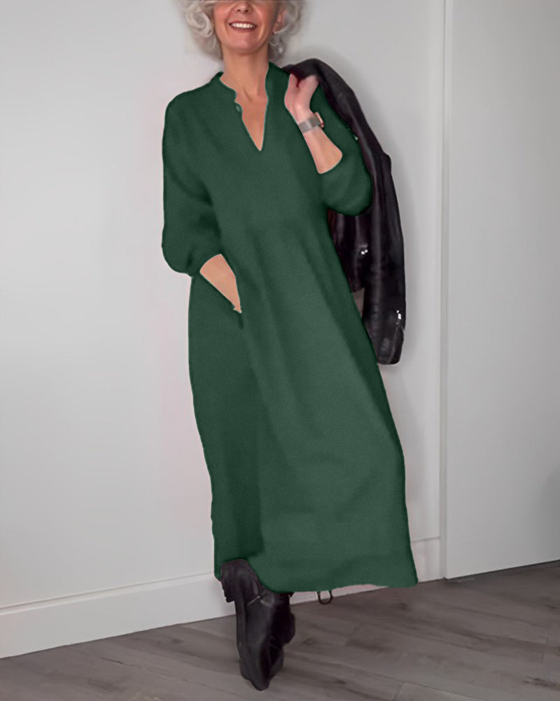 Juliette - Robe élégante à décolleté en V avec manches longues