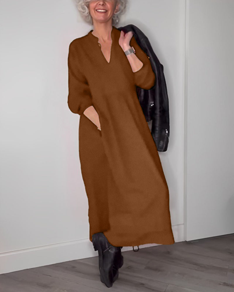 Juliette - Robe élégante à décolleté en V avec manches longues