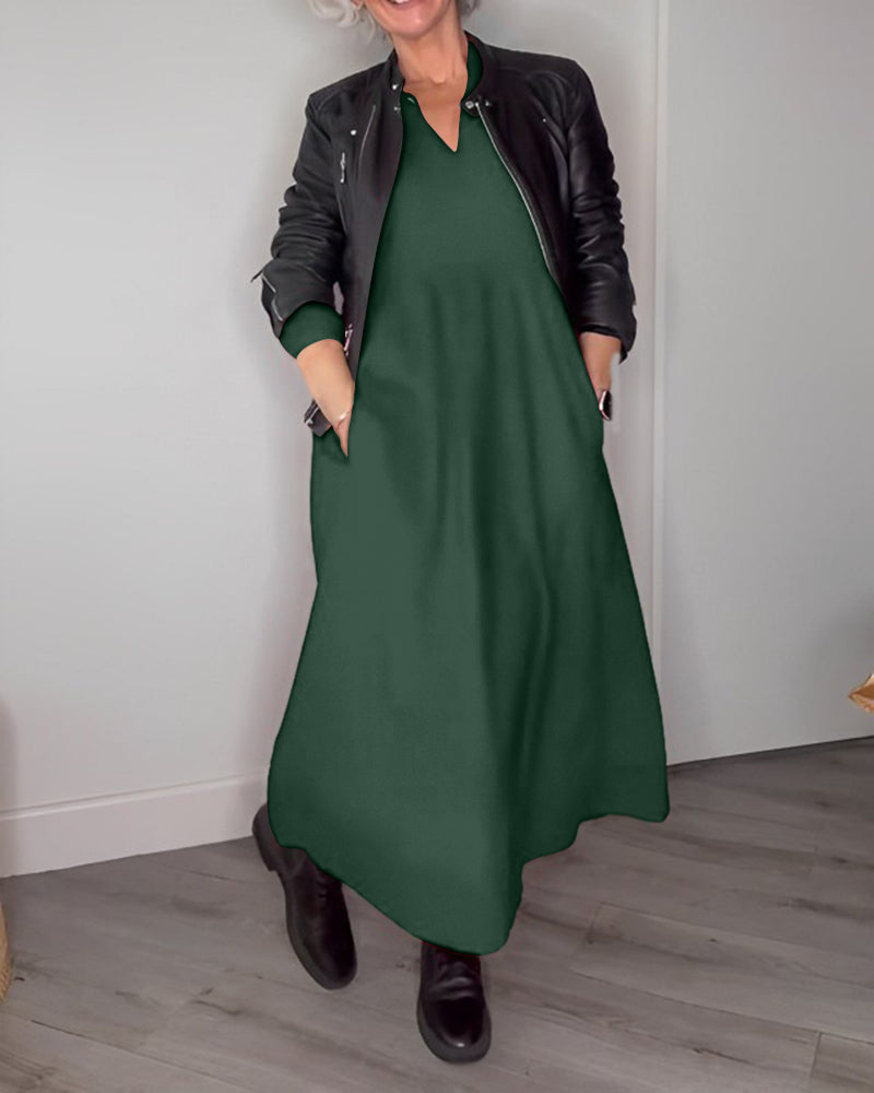 Juliette - Robe élégante à décolleté en V avec manches longues