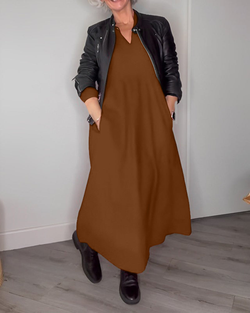 Juliette - Robe élégante à décolleté en V avec manches longues