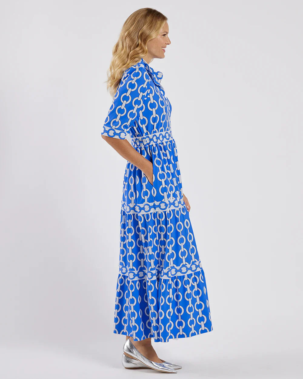 VIOLETTA | Élégante Robe Longue au Motif Graphique et Style Méditerranéen