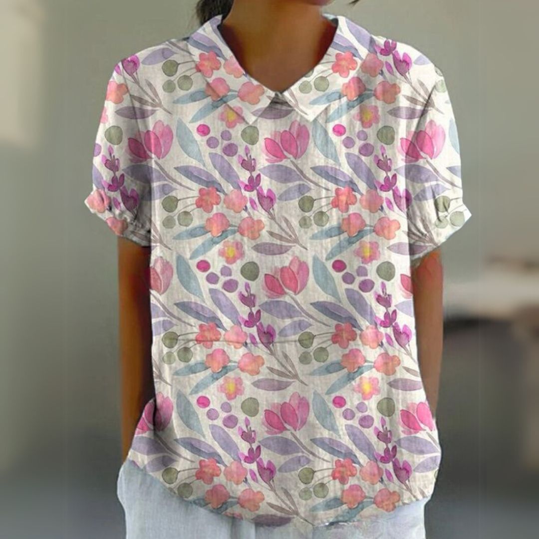 Málinka | Chemisier en lin à motifs floraux pour un look décontracté