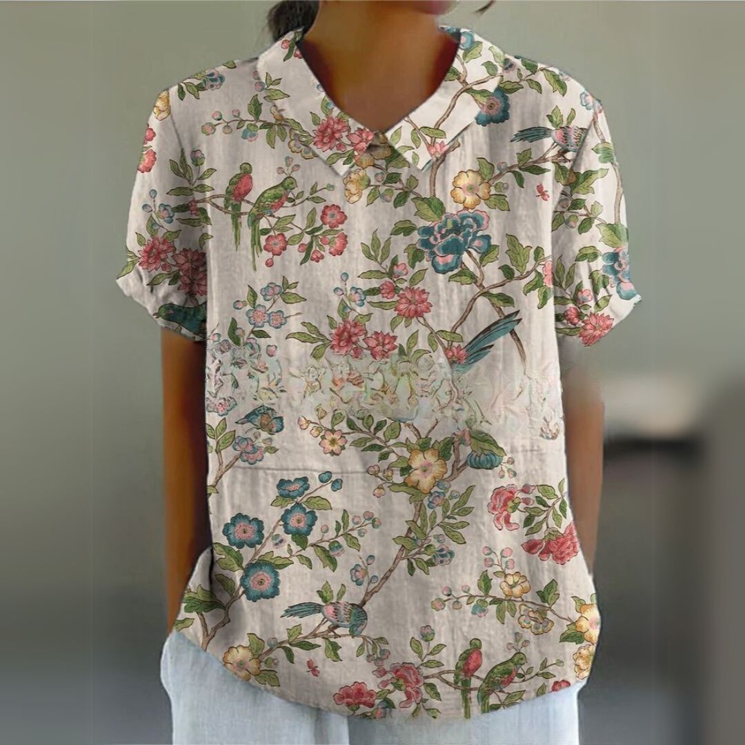 Málinka | Chemisier en lin à motifs floraux pour un look décontracté