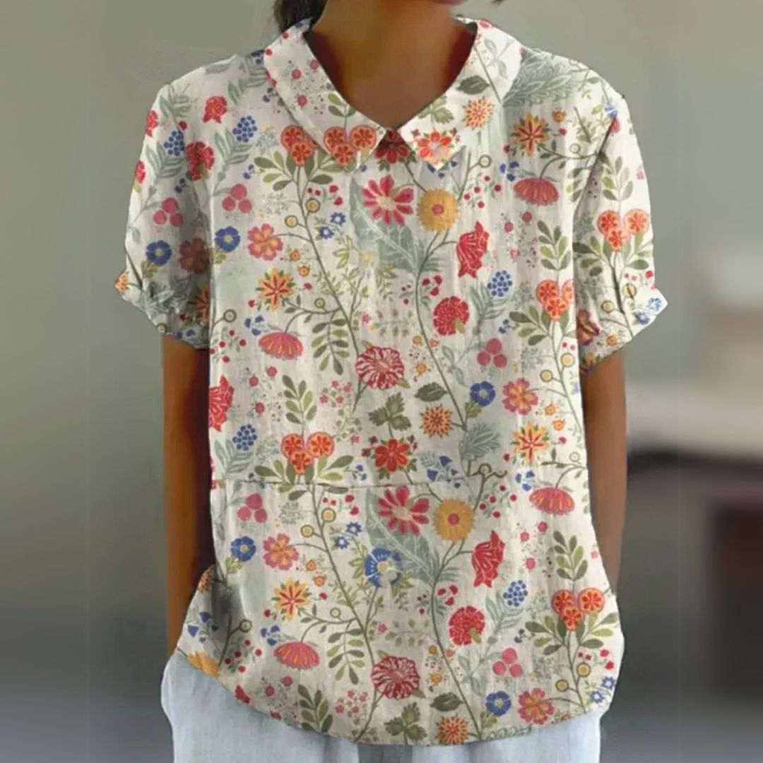 Málinka | Chemisier en lin à motifs floraux pour un look décontracté