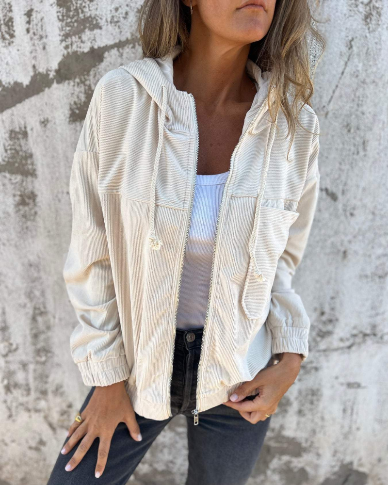 DANNA™ | Veste à Capuche en Velours Côtelé avec Fermeture Éclair
