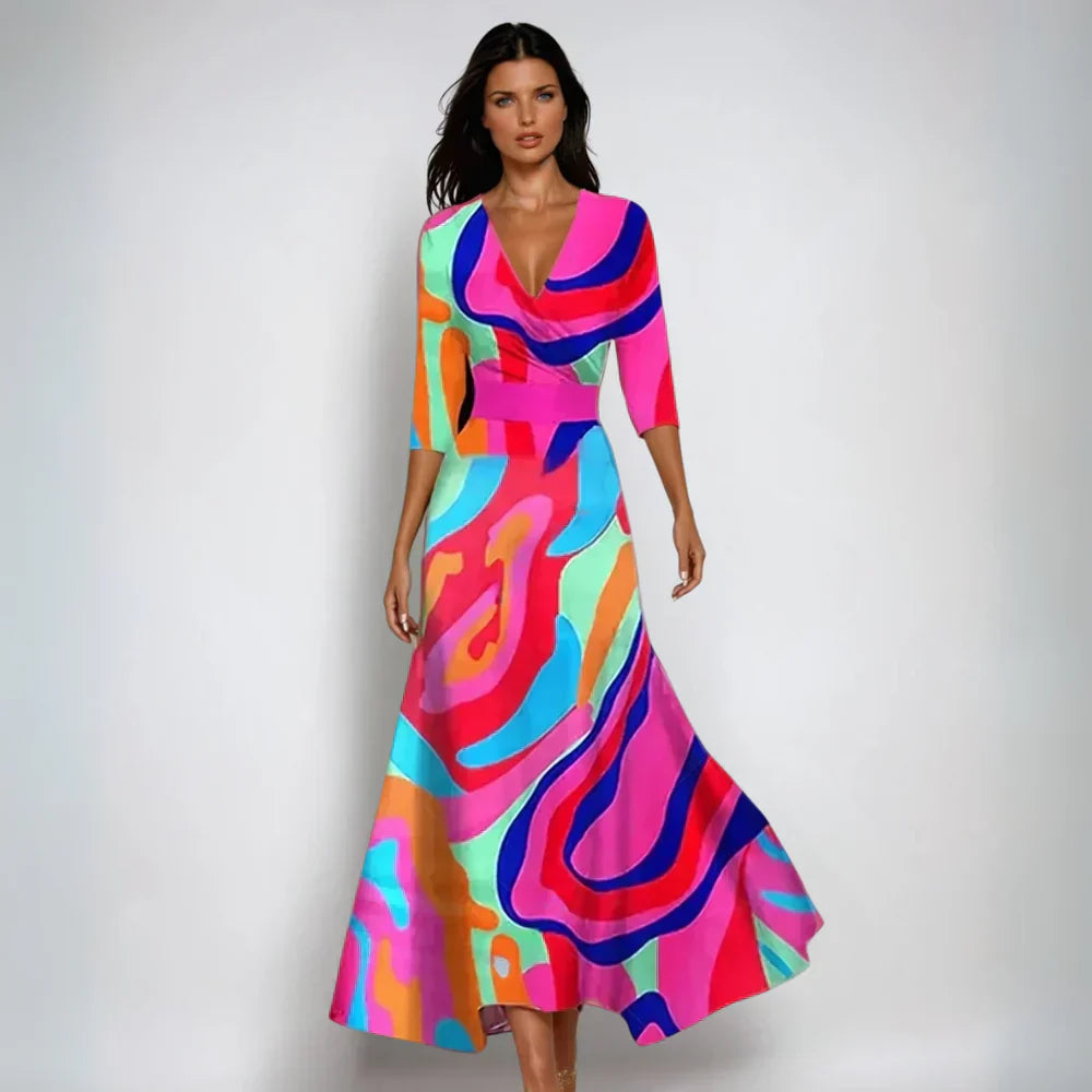 Lucie | Élégante Robe Évasée à Motif Floral