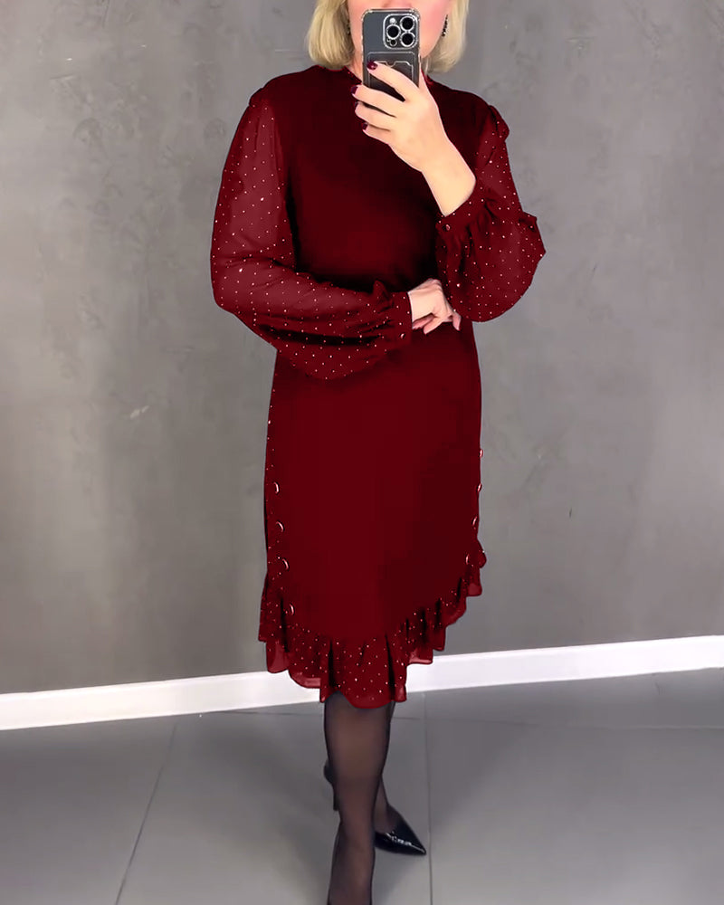 ELIANA | Robe Chic à Manches Transparentes et Silhouette Flatteuse pour les Événements d'Automne