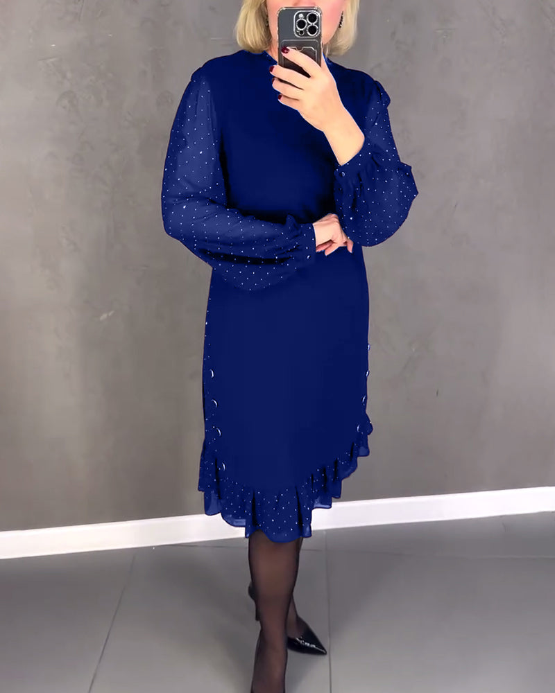 ELIANA | Robe Chic à Manches Transparentes et Silhouette Flatteuse pour les Événements d'Automne