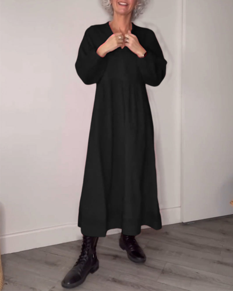 Juliette - Robe élégante à décolleté en V avec manches longues