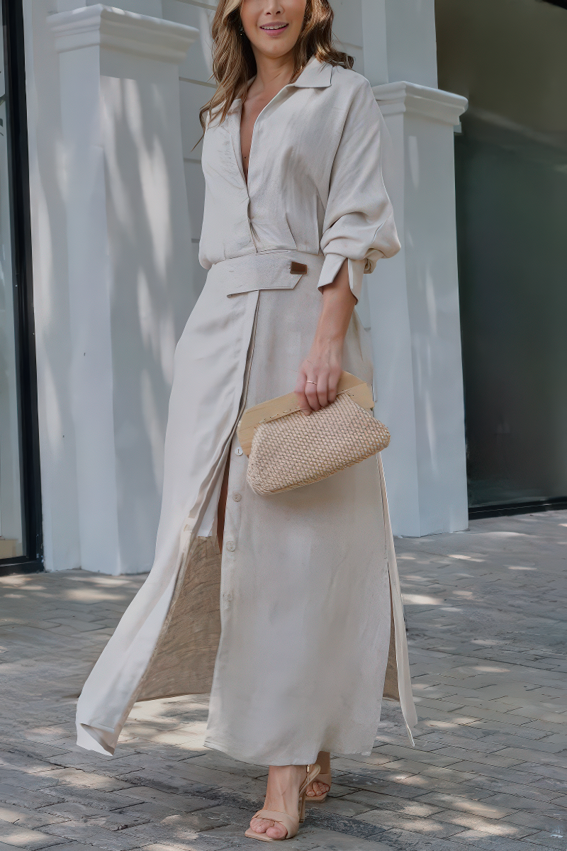 JULIA | Robe longue en coton et lin