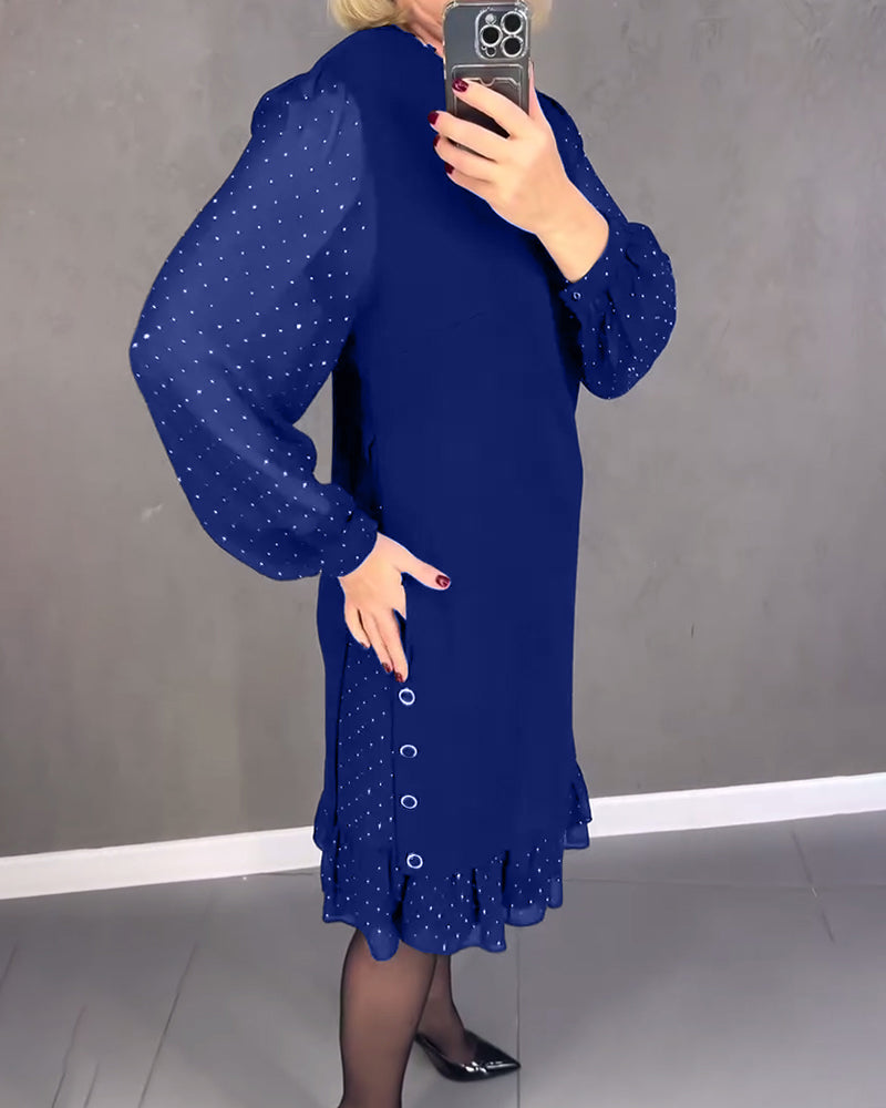 ELIANA | Robe Chic à Manches Transparentes et Silhouette Flatteuse pour les Événements d'Automne