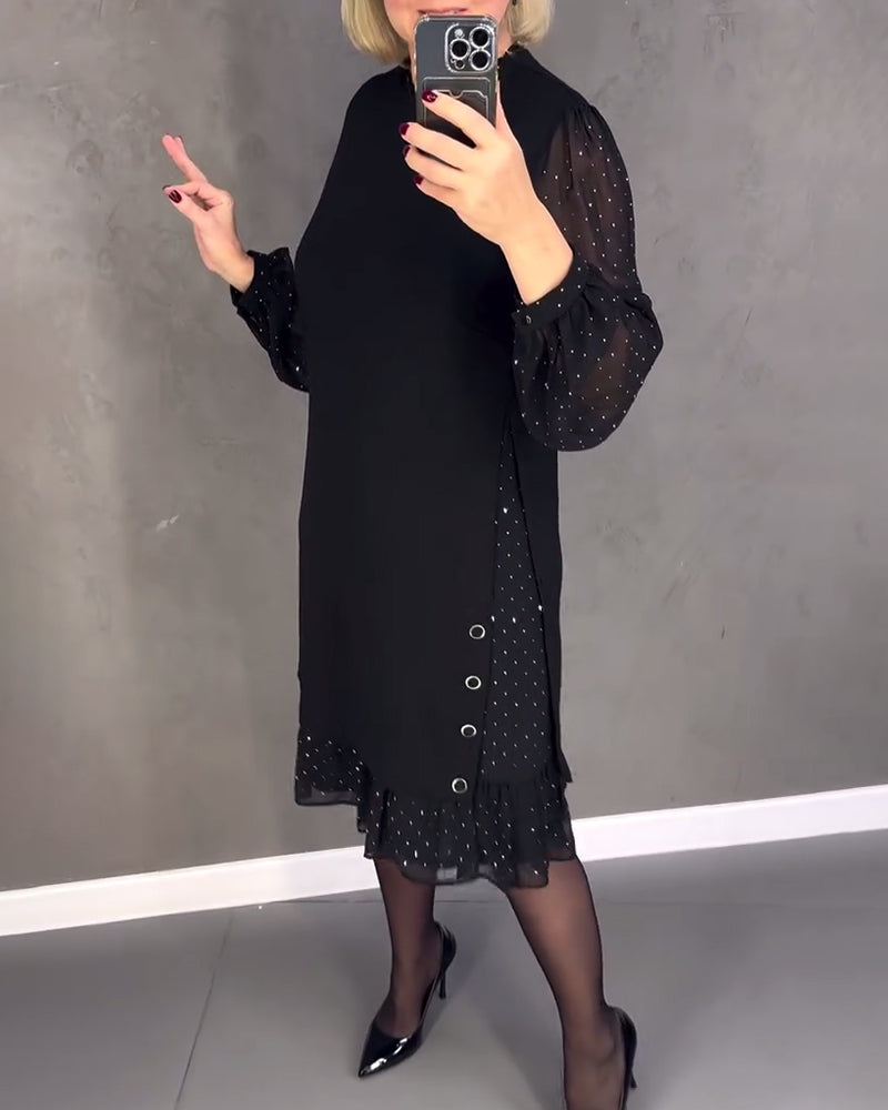 ELIANA | Robe Chic à Manches Transparentes et Silhouette Flatteuse pour les Événements d'Automne