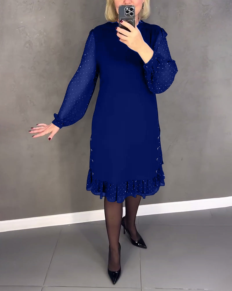 ELIANA | Robe Chic à Manches Transparentes et Silhouette Flatteuse pour les Événements d'Automne