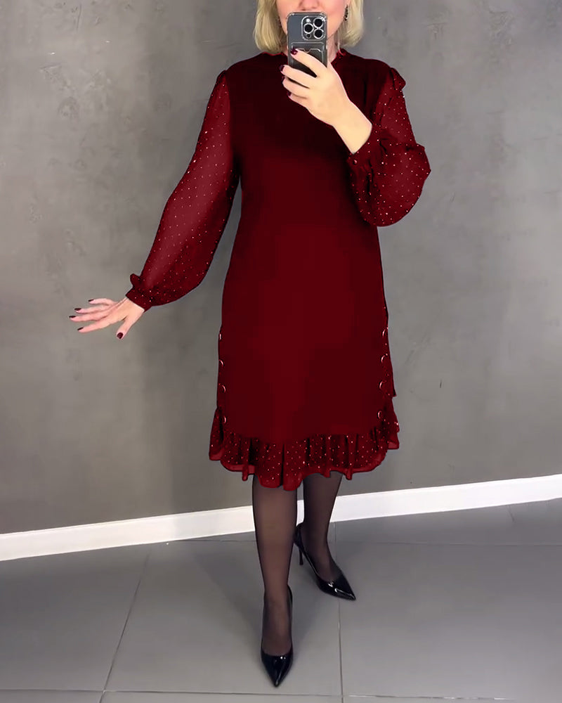 ELIANA | Robe Chic à Manches Transparentes et Silhouette Flatteuse pour les Événements d'Automne