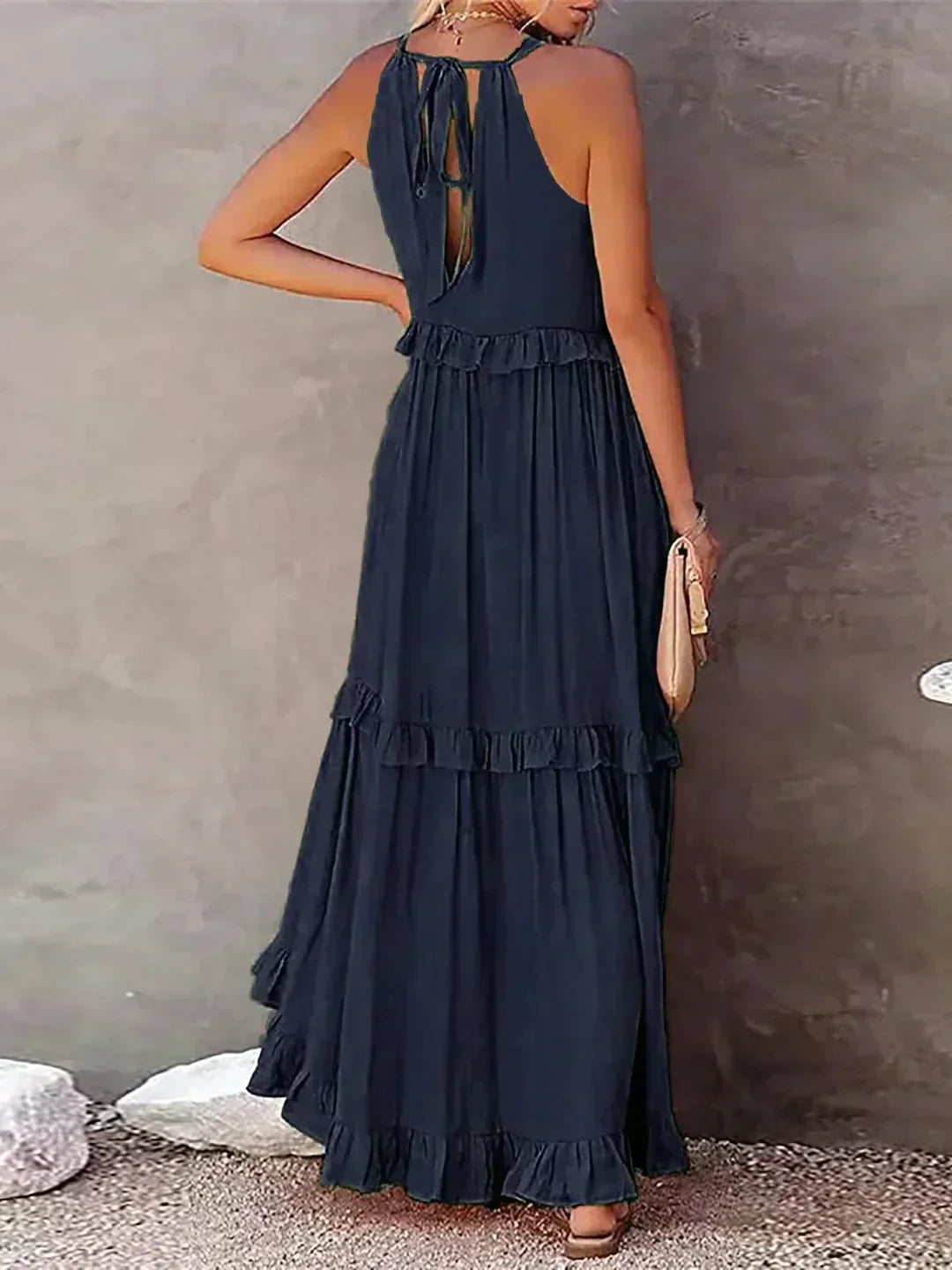 Emilia™ - Robe maxi à volants à nouer derrière le cou