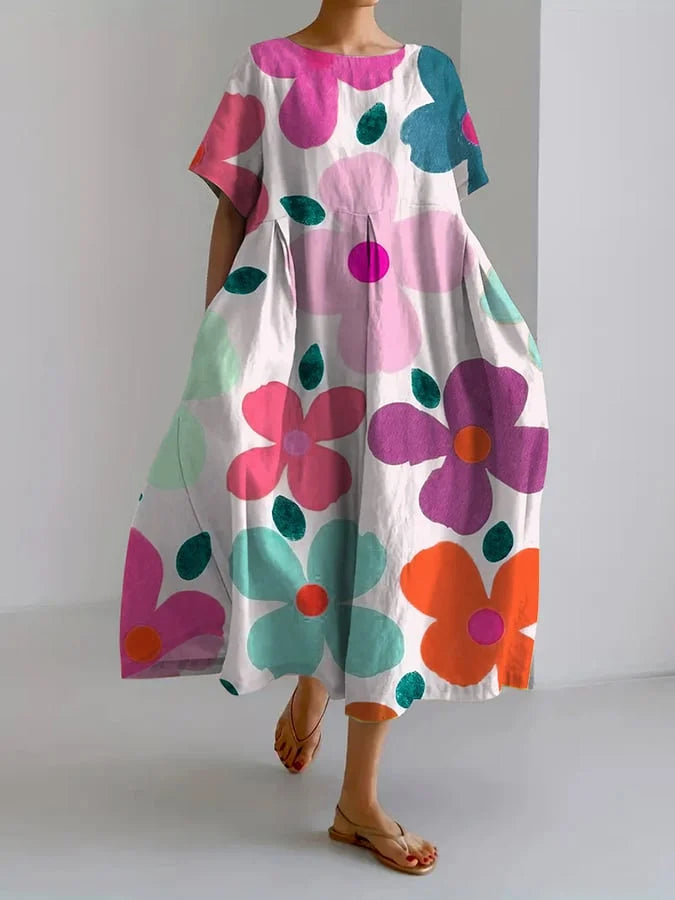 ELIANA | Robe Midi Fleurie Décontractée
