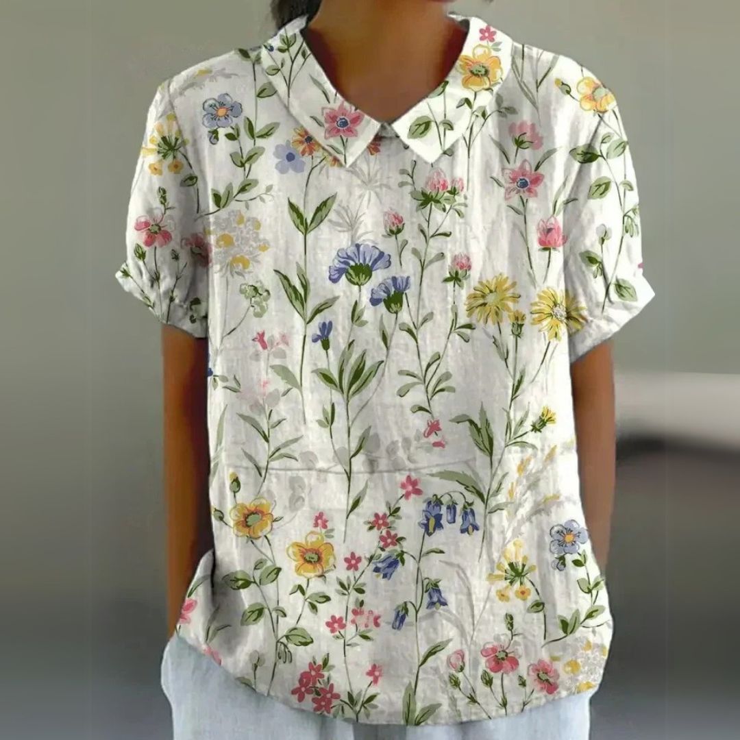 Málinka | Chemisier en lin à motifs floraux pour un look décontracté