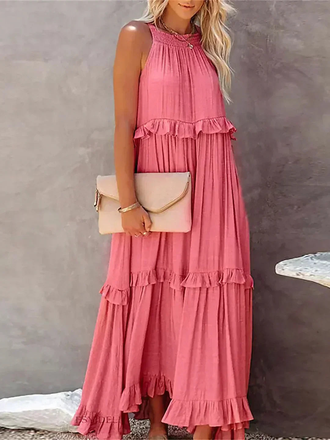 Emilia™ - Robe maxi à volants à nouer derrière le cou