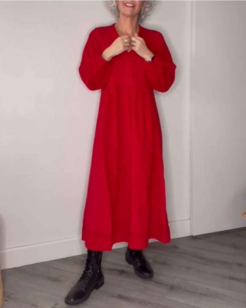 Juliette - Robe élégante à décolleté en V avec manches longues