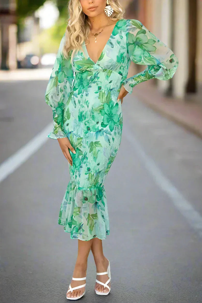 Robe Midi Volantée Fleurie Camellia™