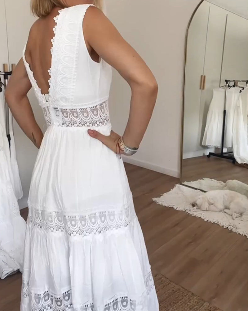 Robe Camisole à Décolleté en V en Dentelle Alexa™