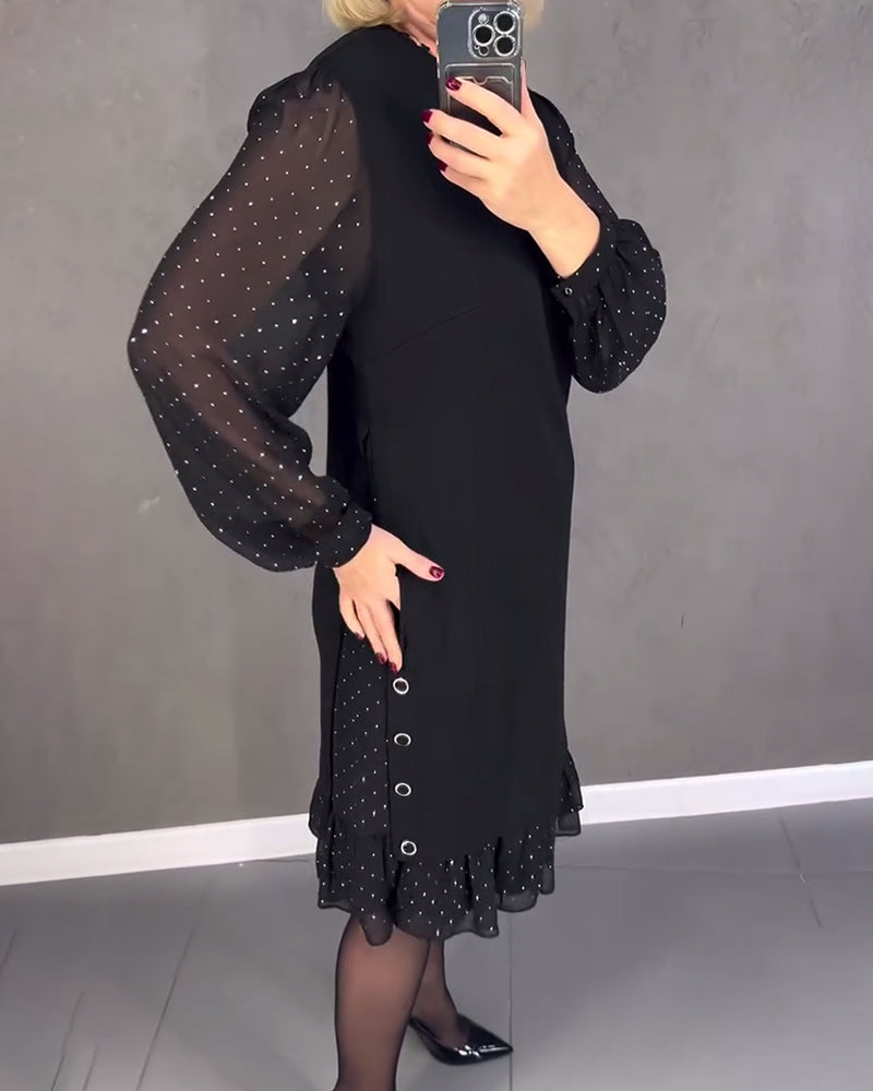 ELIANA | Robe Chic à Manches Transparentes et Silhouette Flatteuse pour les Événements d'Automne