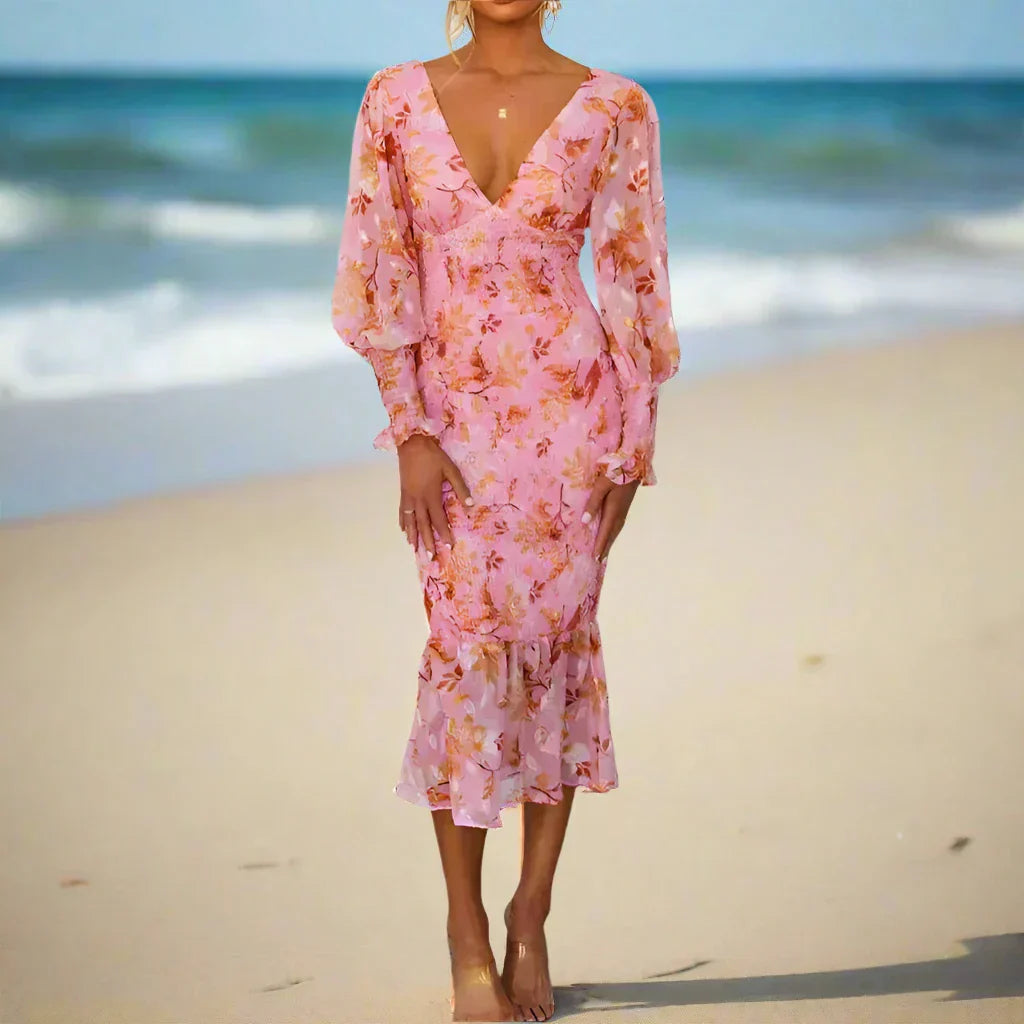 Robe Midi Volantée Fleurie Camellia™