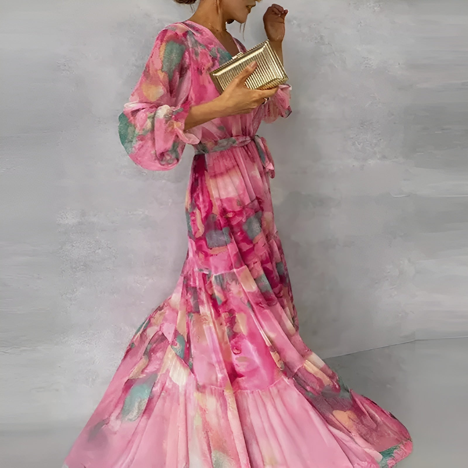 LUCIA | Robe d'Été Longue à Motif Floral avec Silhouette Ajustable