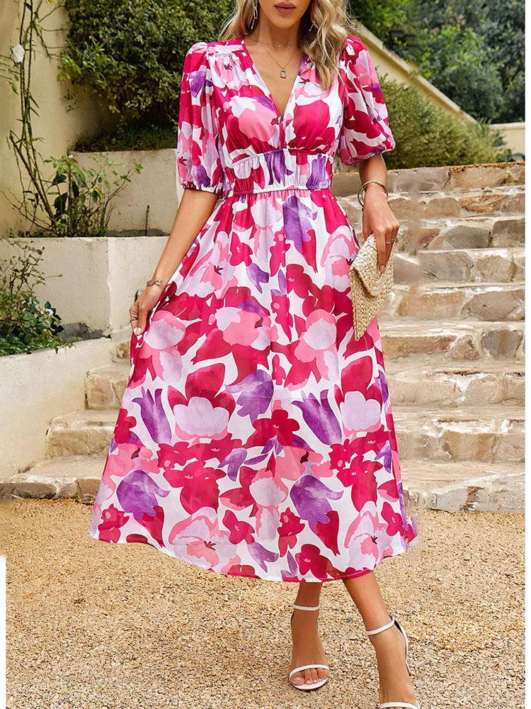 Ezme | Élégante robe midi à motif amusant