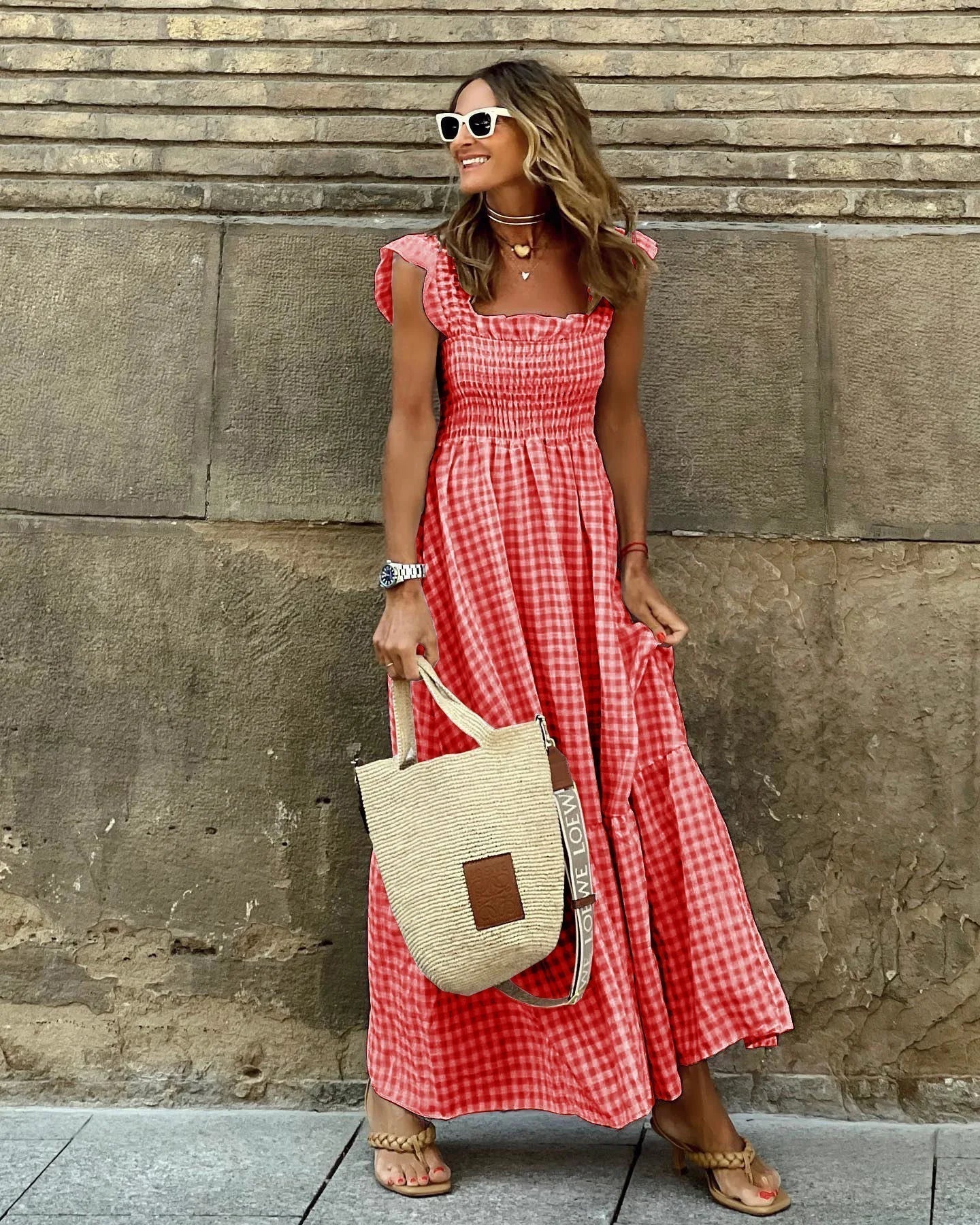 FRANCESCA | Robe à Carreaux au Style Rétro pour Élégance Instantanée et Confort au Quotidien