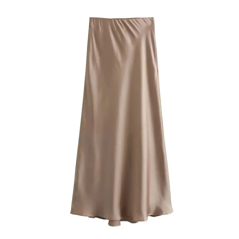 Drew | Jupe midi en satin classique au style luxueux