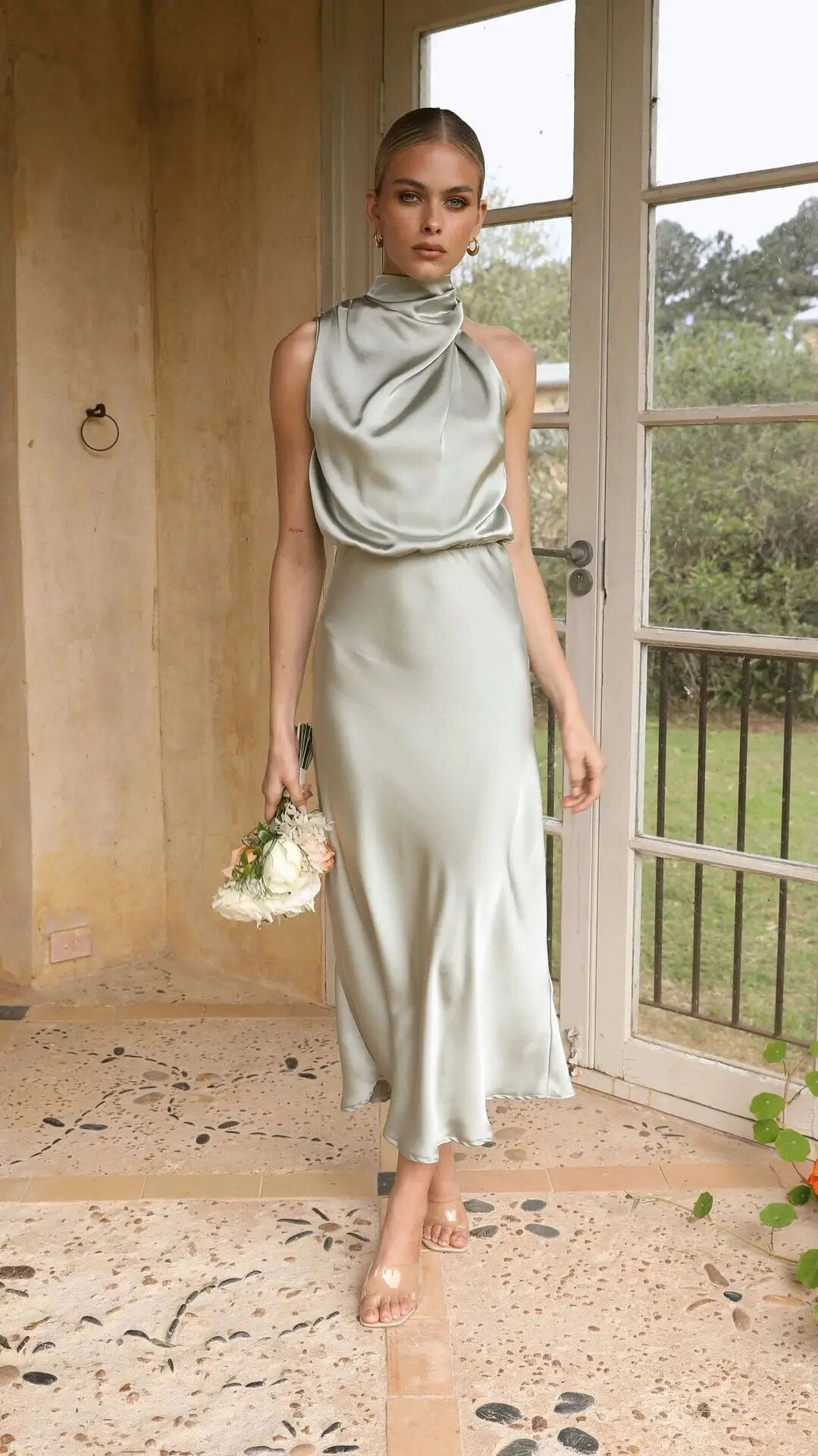 Linnéa ™ - Élégante Robe Longue en Satin pour Femme, Parfaite pour l'Été