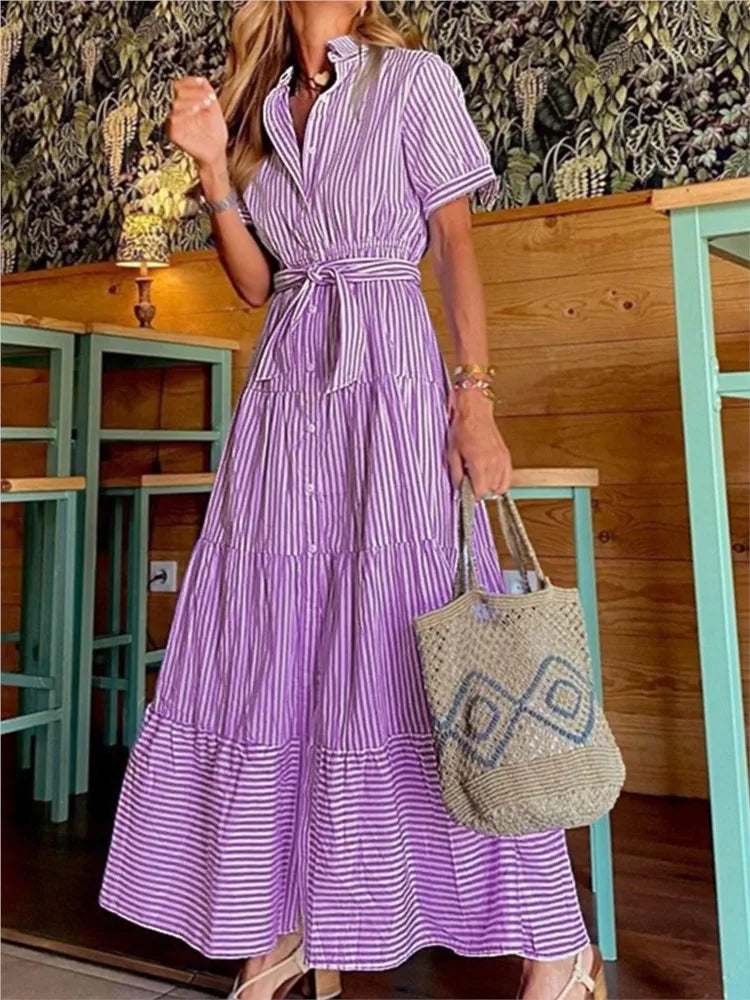 Janice | Élégante robe maxi à rayures