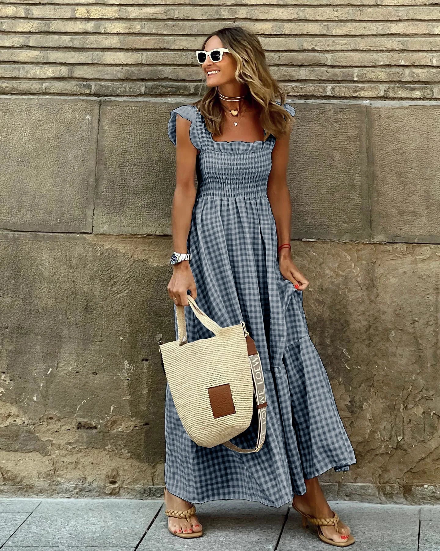 FRANCESCA | Robe à Carreaux au Style Rétro pour Élégance Instantanée et Confort au Quotidien