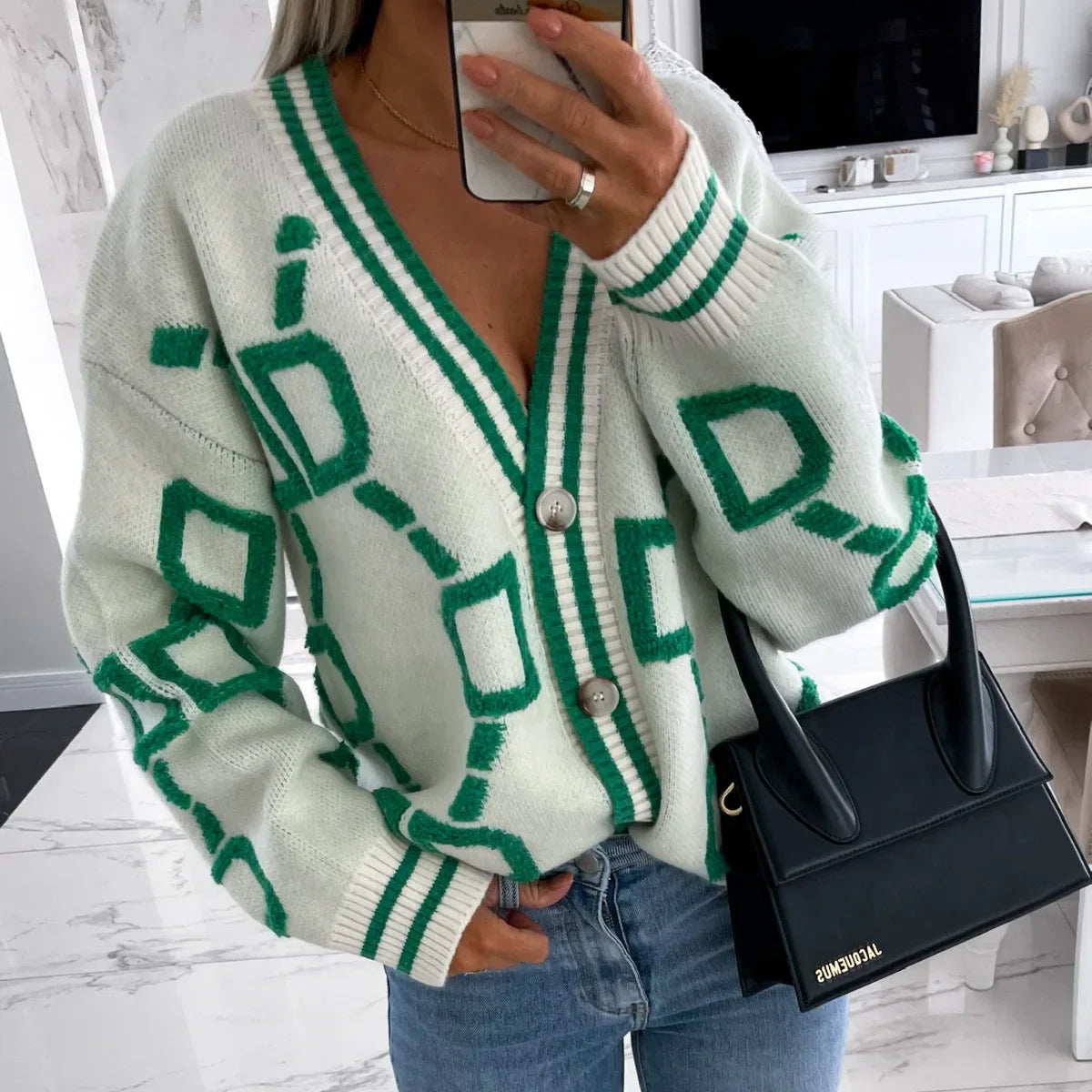 Nanette | Gilet Chic au Design Géométrique