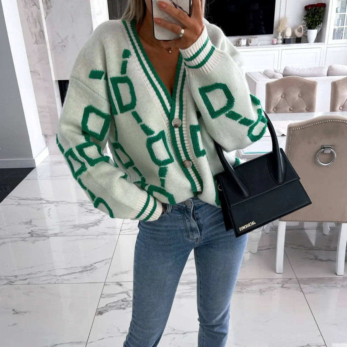 Nanette | Gilet Chic au Design Géométrique