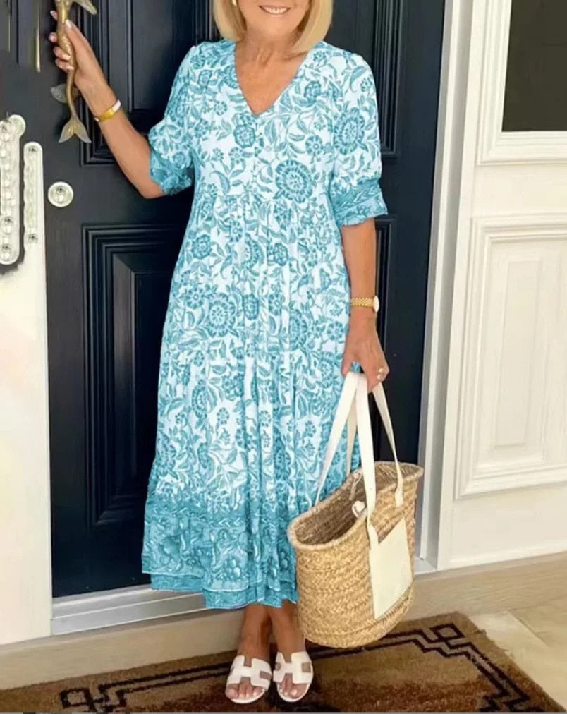 ARIA™ - Robe florale élégante avec décolleté en V