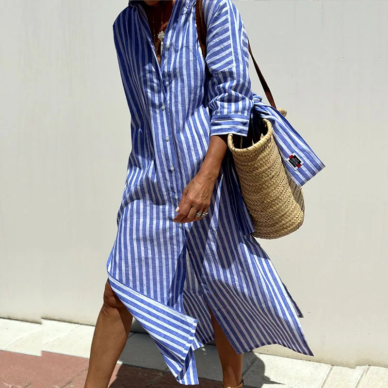 Sophie | Robe chemise à rayures élégante