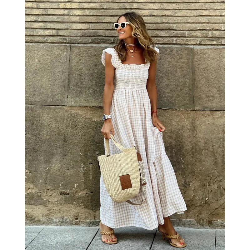 FRANCESCA | Robe à Carreaux au Style Rétro pour Élégance Instantanée et Confort au Quotidien