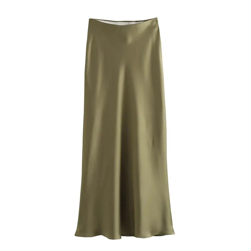 Drew | Jupe midi en satin classique au style luxueux