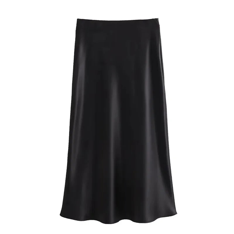 Drew | Jupe midi en satin classique au style luxueux