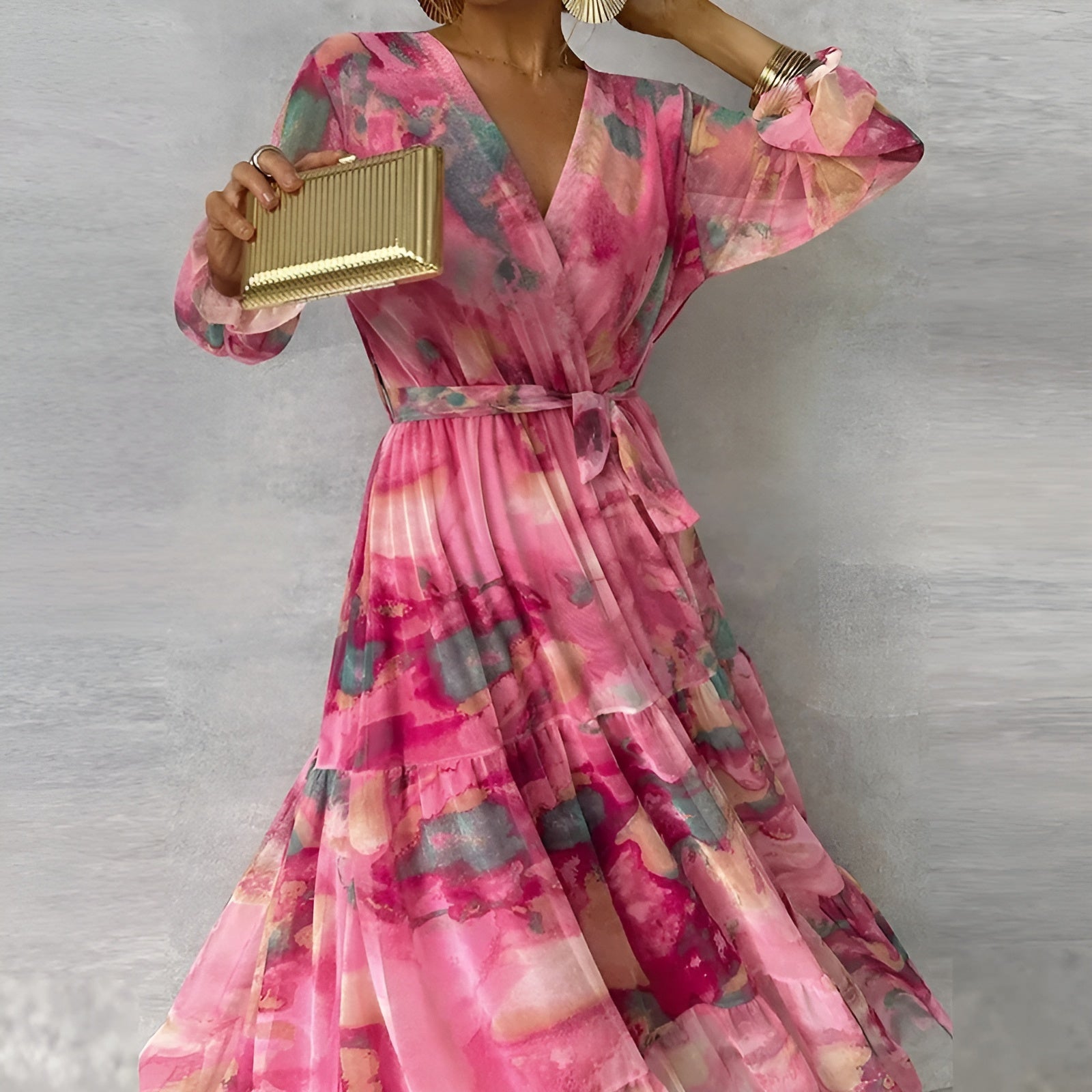 LUCIA | Robe d'Été Longue à Motif Floral avec Silhouette Ajustable