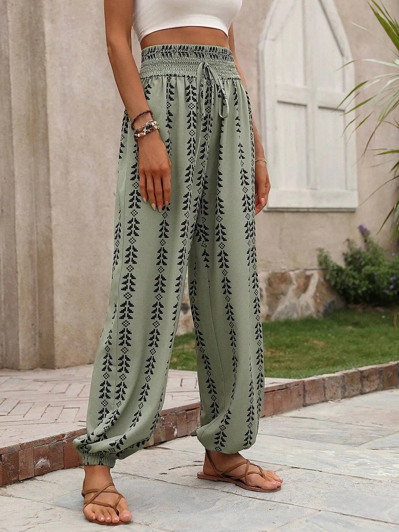Iris | Pantalon léger boho à taille élastique