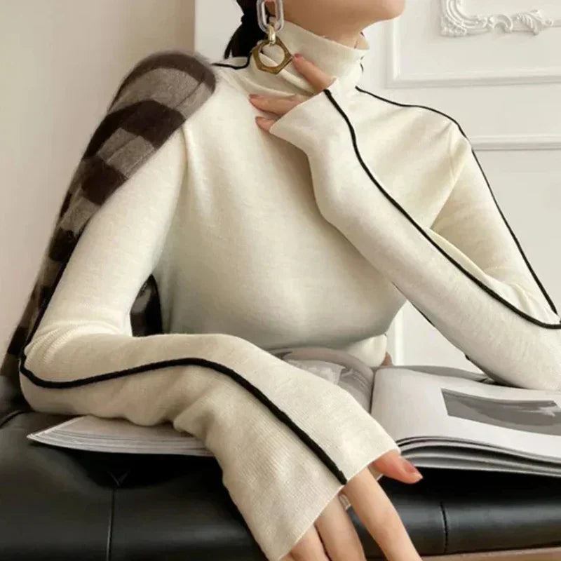 Suzanne™ | Pull à col roulé rayé