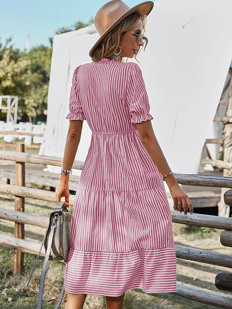 Laureen | Élégante robe à rayures