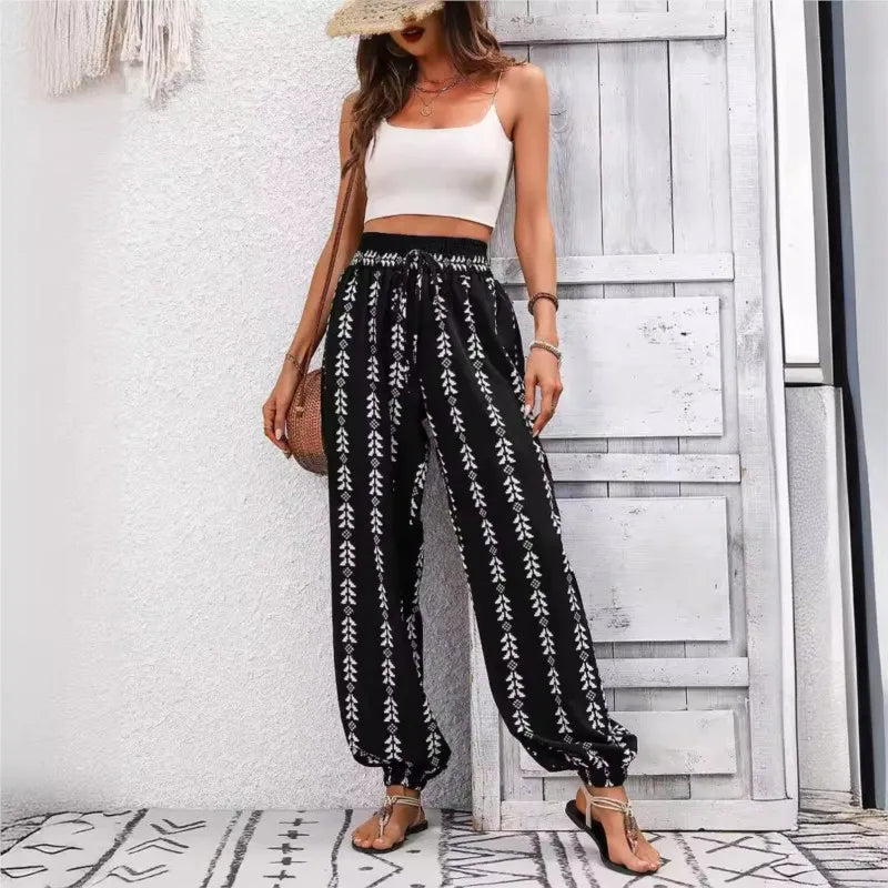Iris | Pantalon léger boho à taille élastique