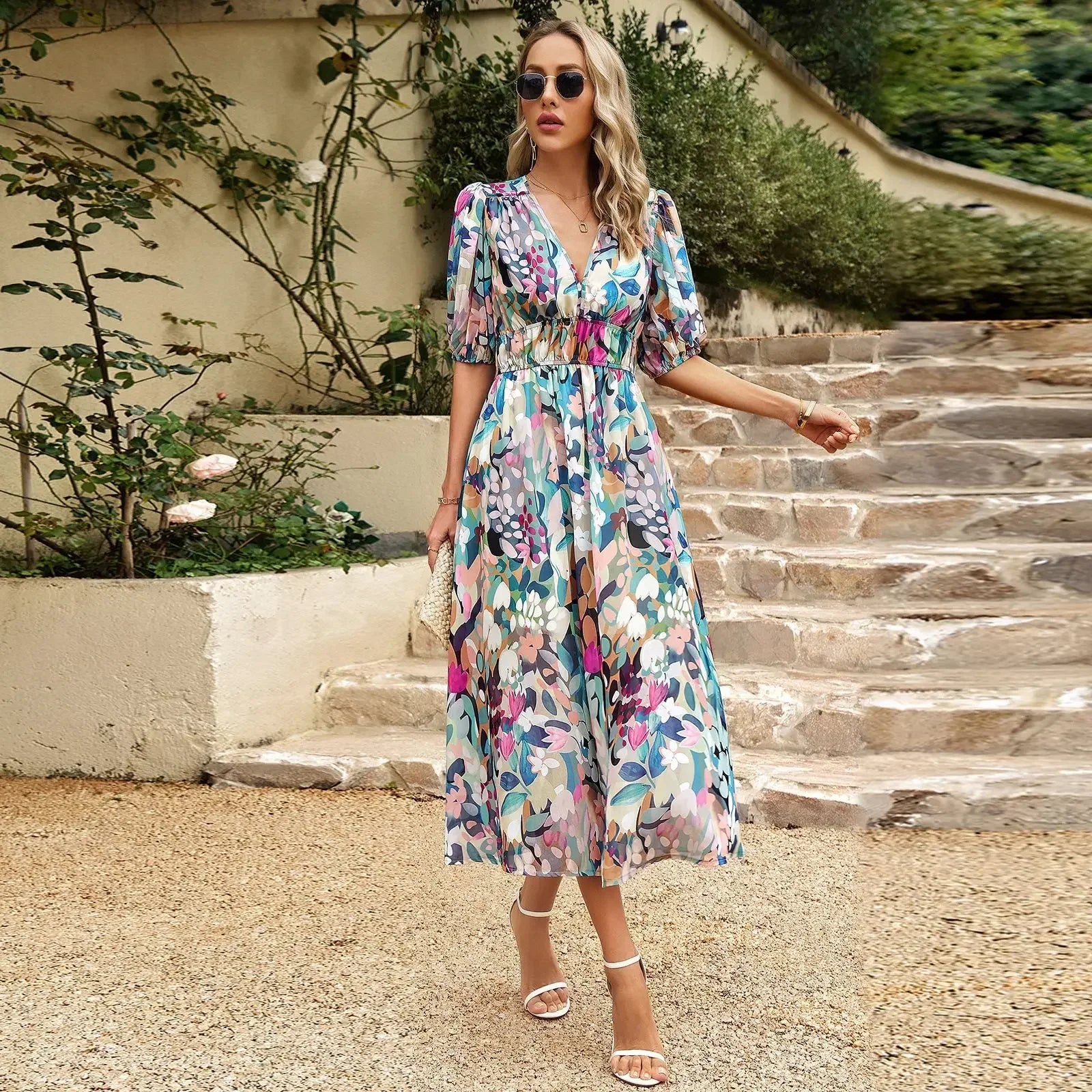 Ezme | Élégante robe midi à motif amusant