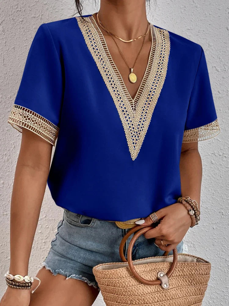 Davina | Élégante blouse ornée de dentelle luxueuse