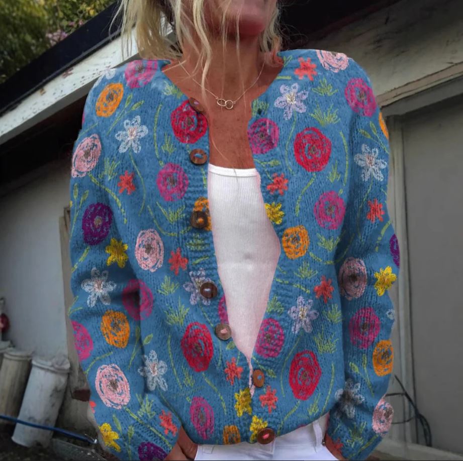 Tilda | Veste bleue à motifs floraux