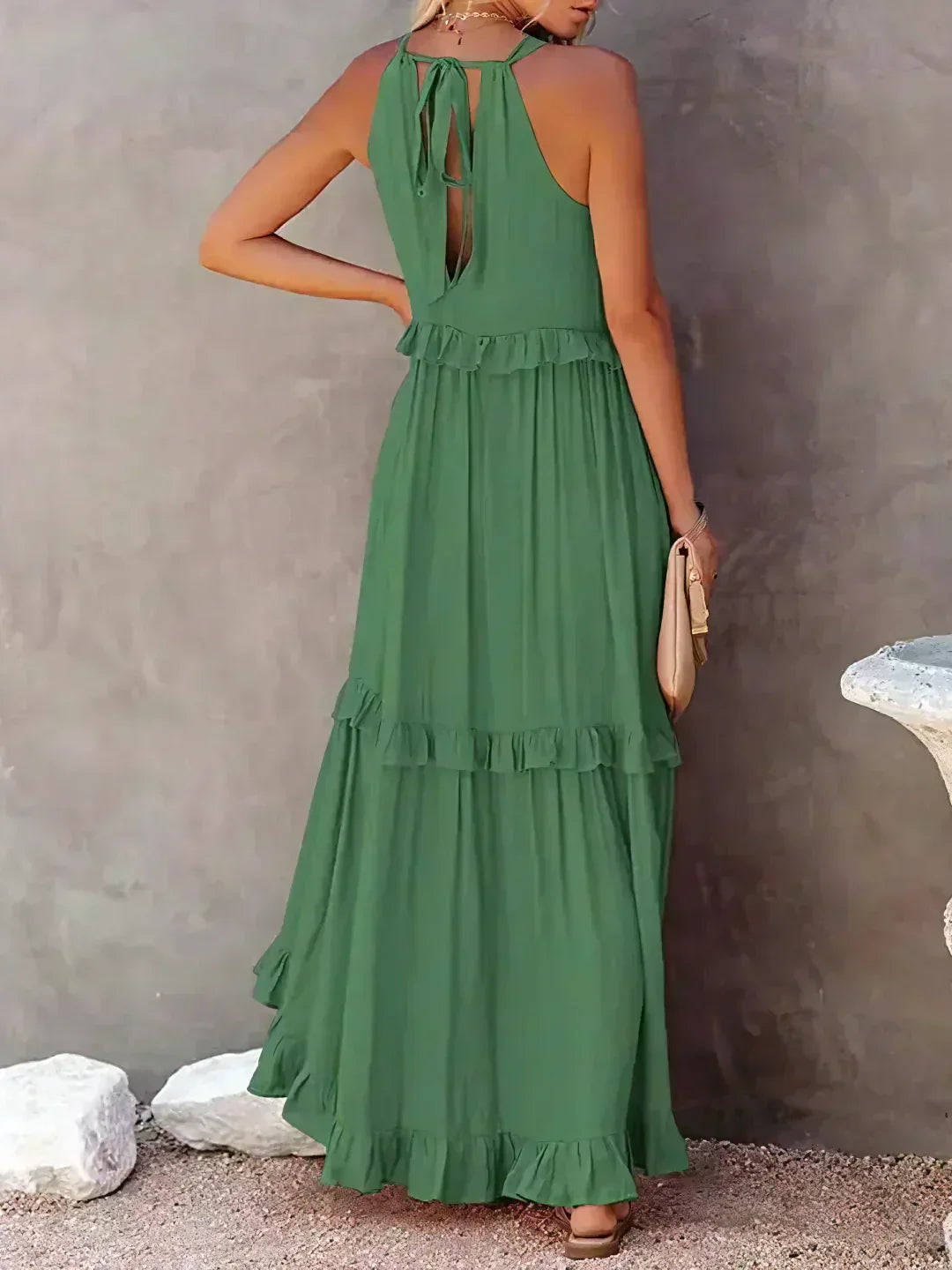 Emilia™ - Robe maxi à volants à nouer derrière le cou